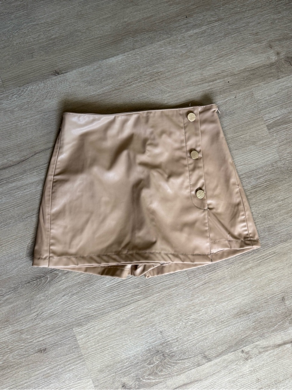 ZARA Faux Leather Wrap Skort – Nude/Tan – Size S